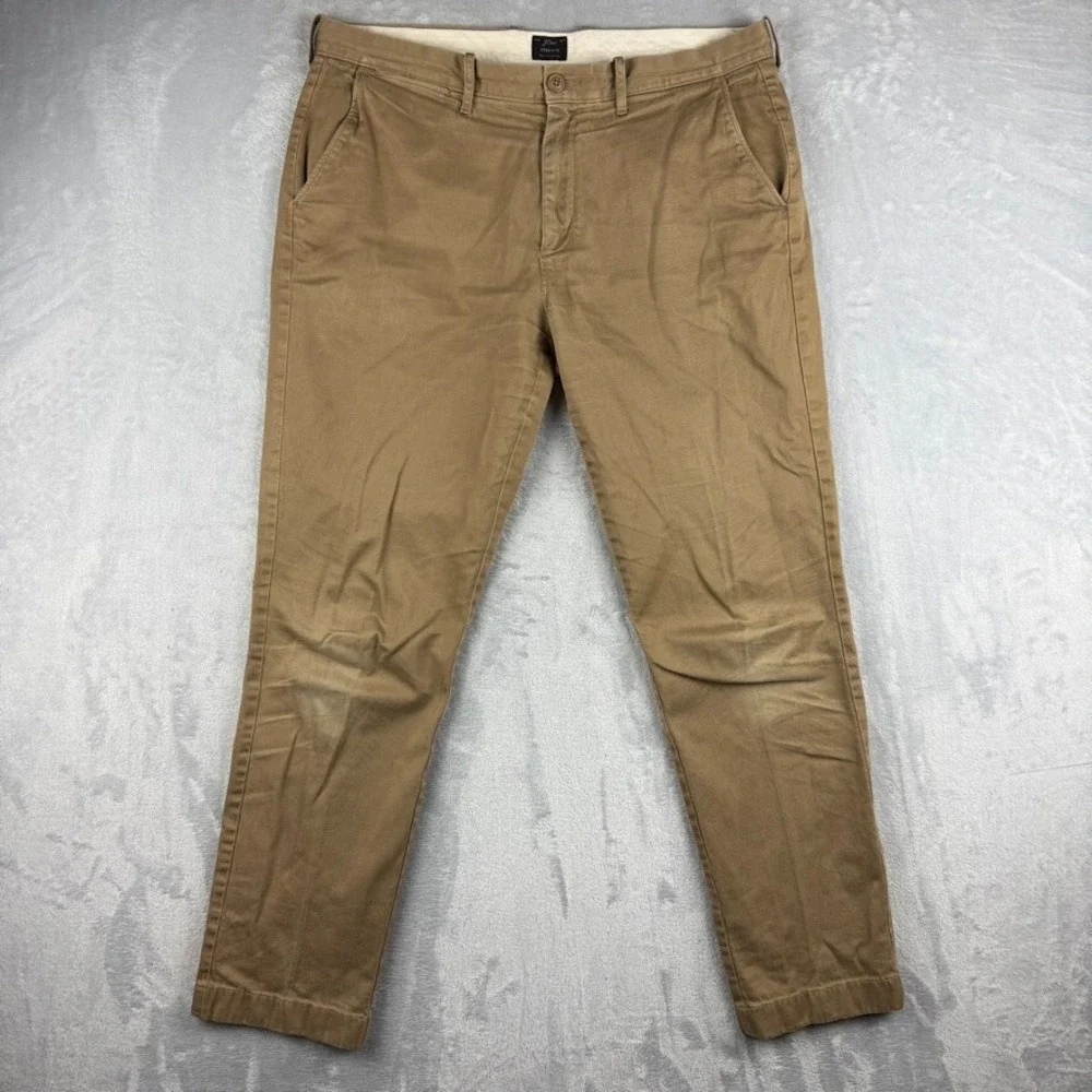 J Crew Pants Mens 33x32 Beige Tan 770 Straight Chinos Stretch Khaki Twill